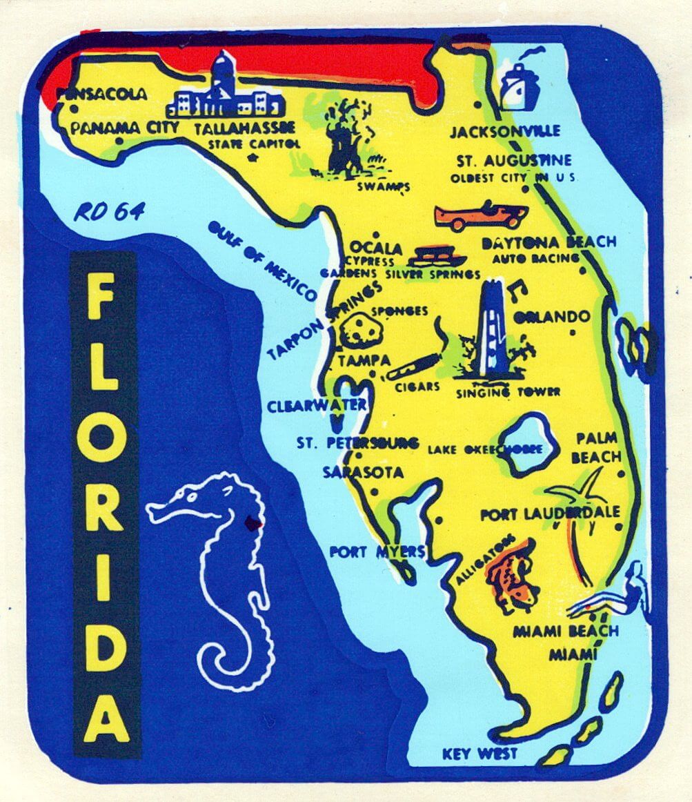 (image for) Florida V Vintage Vacation Stickers